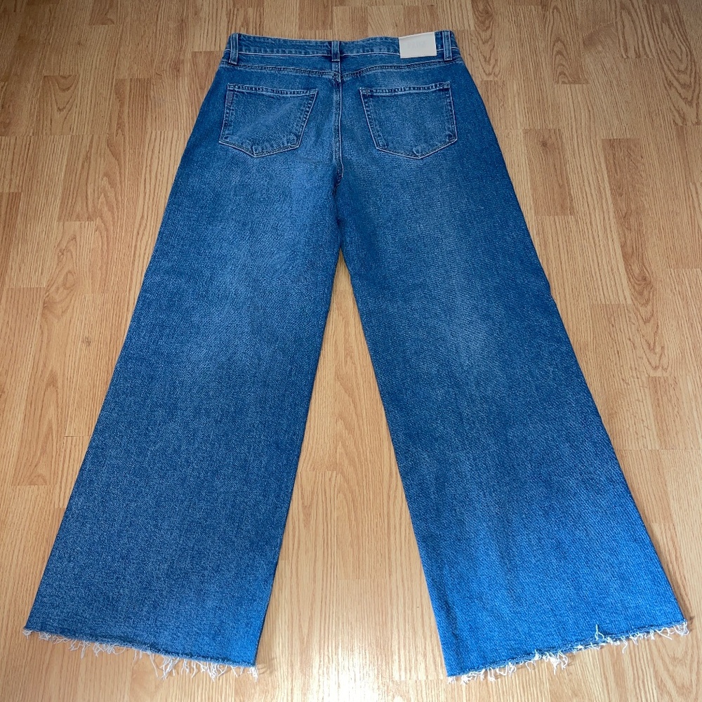 Paige EUC Anessa 31 Wide Leg Raw Hem Denim Jeans Sz 31 - Picture 9 of 10